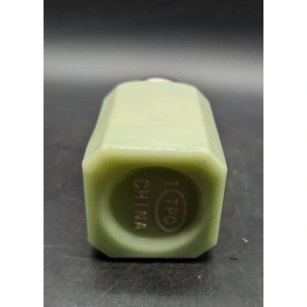 TPC Jadite Green Milk Glass Pepper Shaker Vintage Style Square Metal Lid